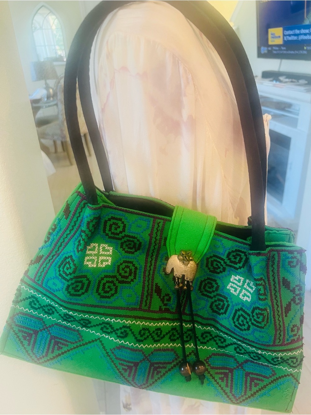 Handcrafted Artisan Hmong Tribal Style Embroidered stitched Handbag purse tote
